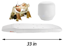 SwiftBroadband High Gain Class 6 Satcom Antenna with dimensions.