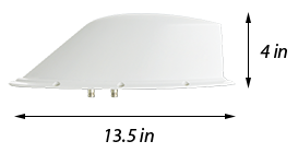 SwiftBroadband Low Gain Class 15 Satcom Antenna with dimensions.