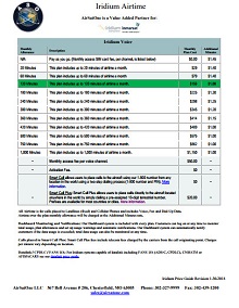 Iridium Aviation Voice price guide for aircraft operators.